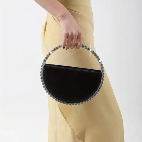 Bolsa Meia Lua, Bolsa de Festa Preta, Bolsa de Festa Clutch, Bolsa de Festa