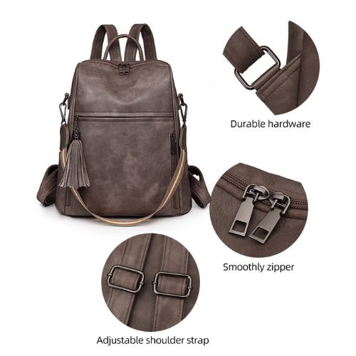 Mochila Feminina Couro, Mochilas Femininas Estilosas, Mochila Feminina Grande, Mochila de Viagem Feminina, Mochila Feminina Preta